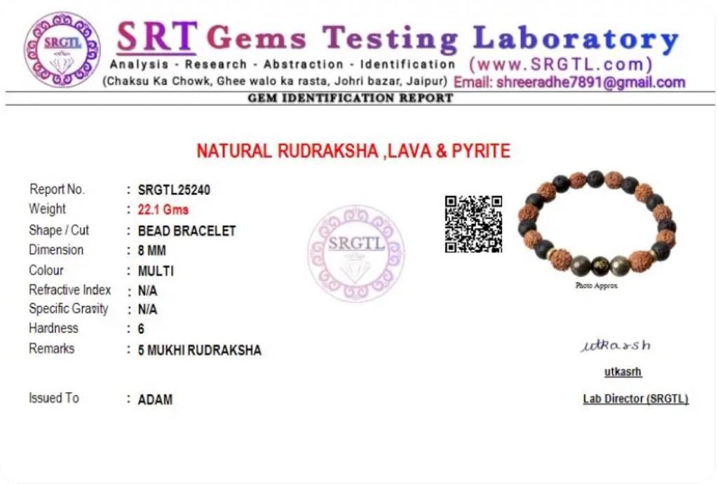 Spiritual Rudraksh Pyrite Natural Stone Om Bracelet : BD-156