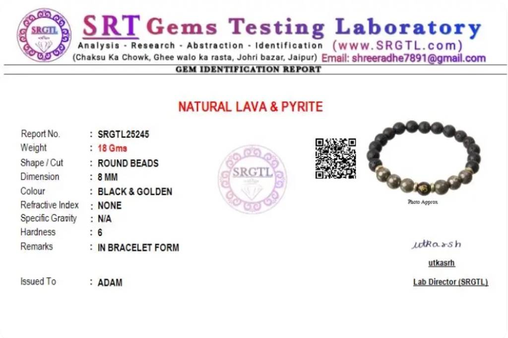 Strength & Faith Spiritual Pyrite Natural Stone Bracelet (Shri Ganesh) : BD-159SG