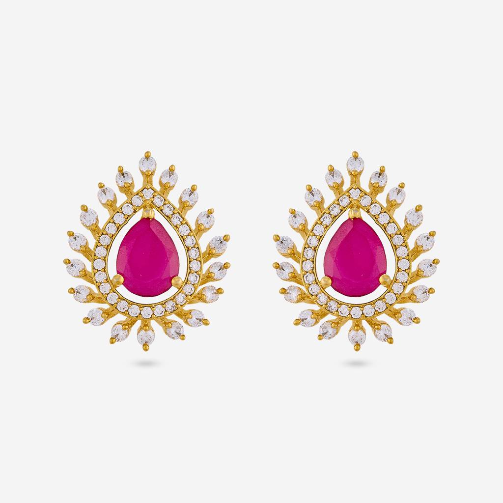 Gold - Plated Party Wear Zircon Earring - 456406 : 456406