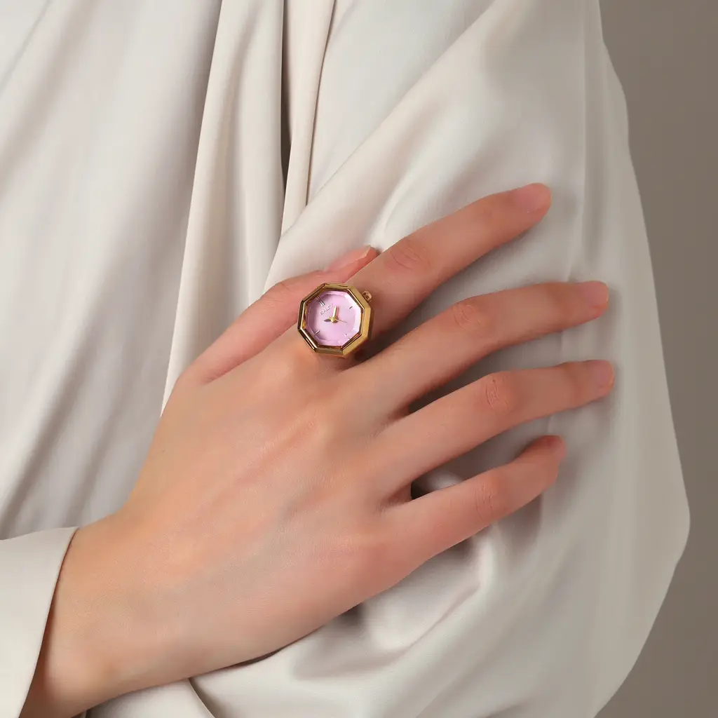 Octagon Golden Hour Watch Ring - For Women : WTR-S-0042-G-PK