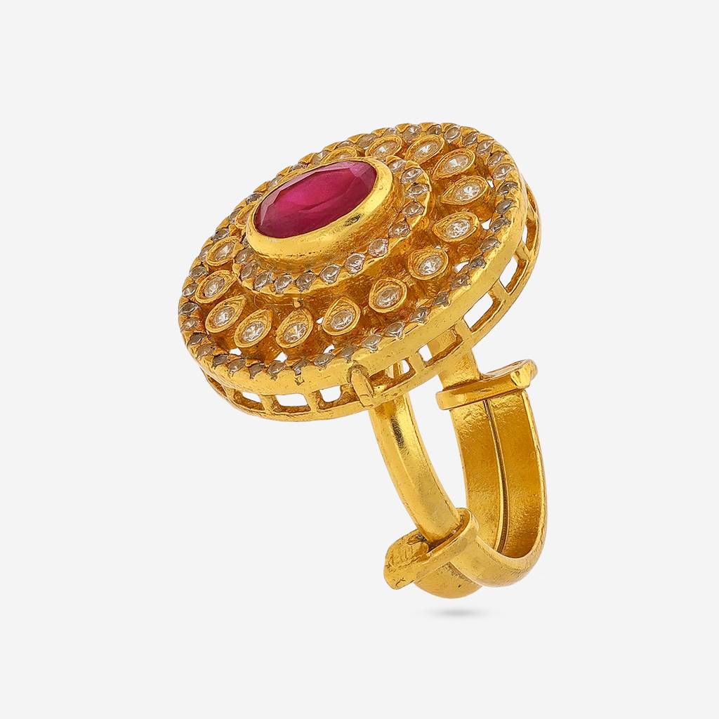 Ruby Gold Plated - Festive Temple Finger Ring - 454284 : 454284