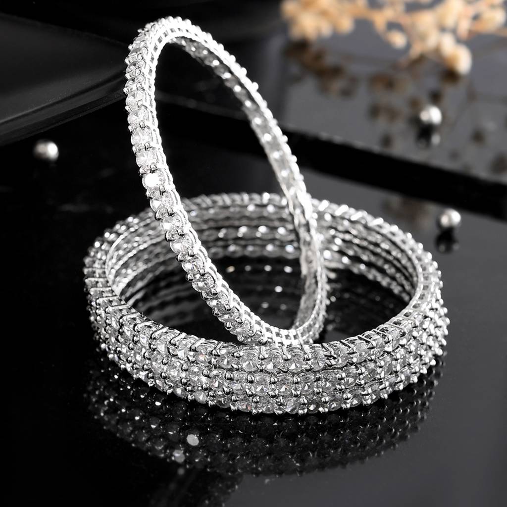 Sparkling Elegance White Round Cut Cz Bracelets : 8905124523126