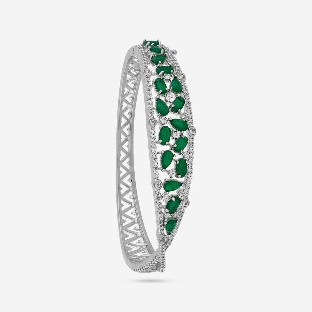 Rhodium - Plated Party Wear Zircon Kada - 449794 : 449794