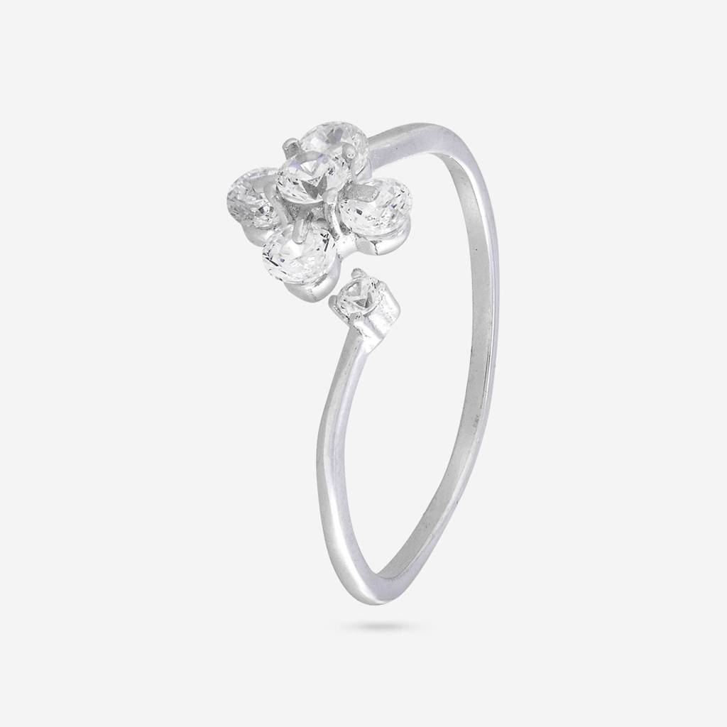White Rodium Plated - Office Wear Silver Finger Ring - 466507 : 466507