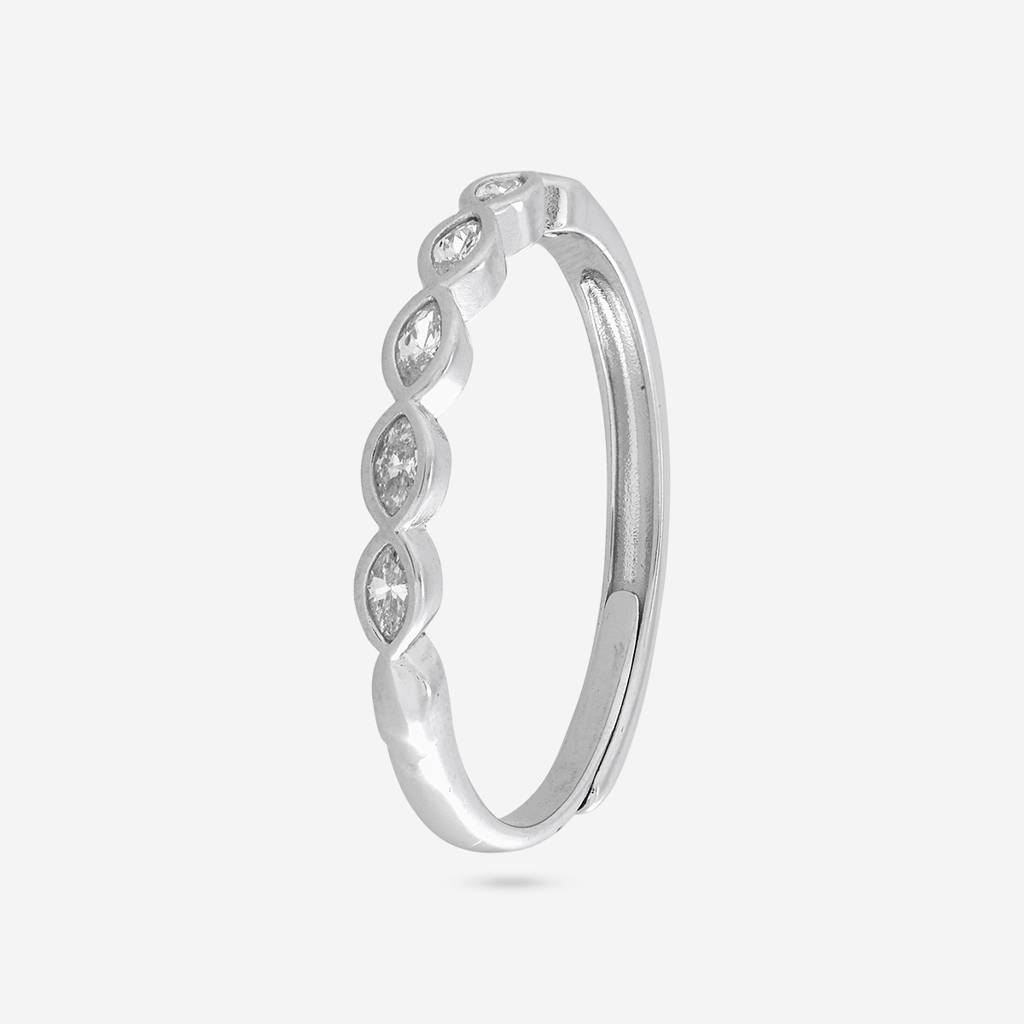White Rodium Plated - Office Wear Silver Finger Ring - 466226 : 466226