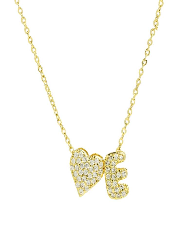 Reversible Initial Letter & Heart With Zircons Gold Plated Antitarnish Pendant : ABY0226P201GE