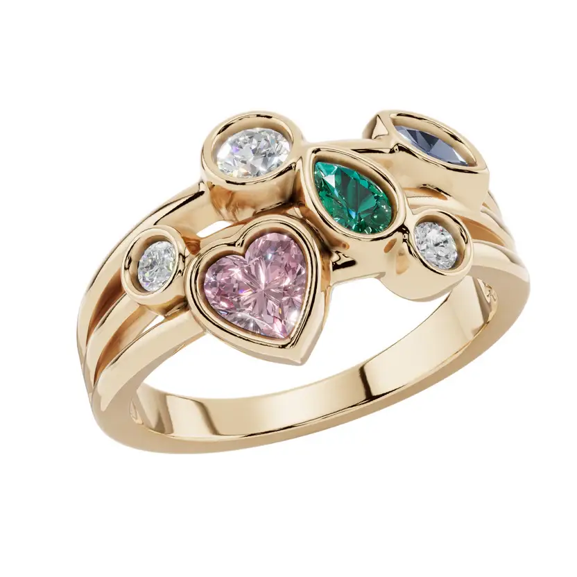 The Kaleidoscope Cluster Pure Silver Ring : VRG03-SL-9-G