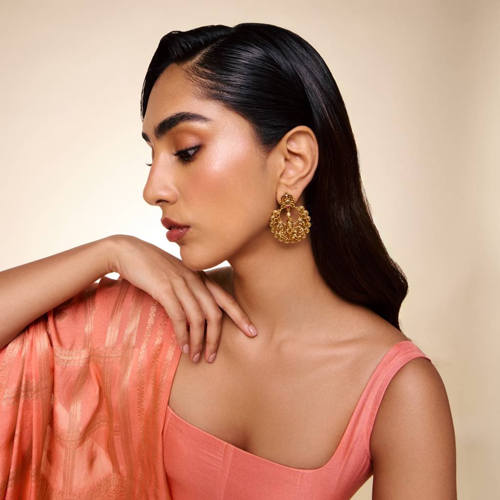 Ruby Gold - Plated Festive Antique Earring - 466757 : 466757