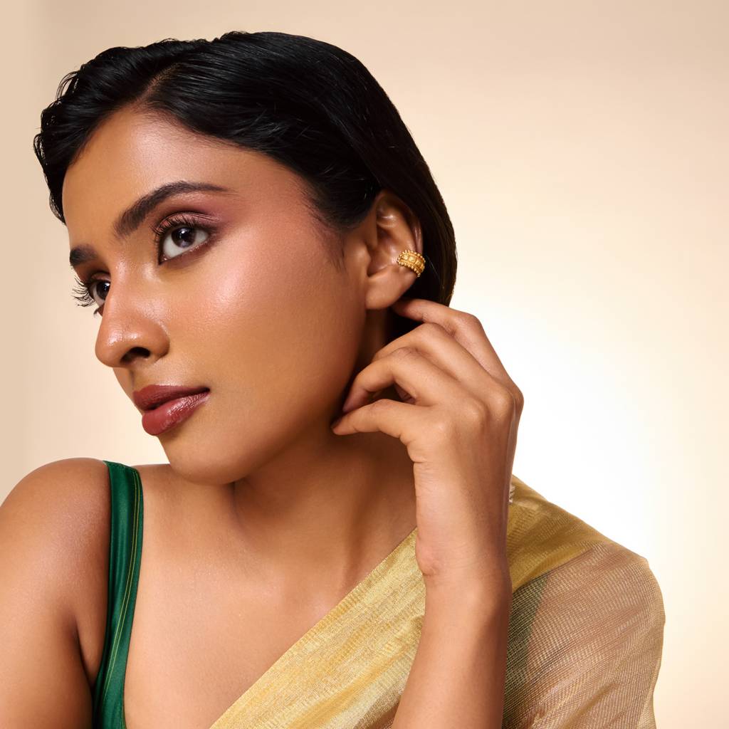 Gold - Plated Festive Temple Earring - 467789 : 467789