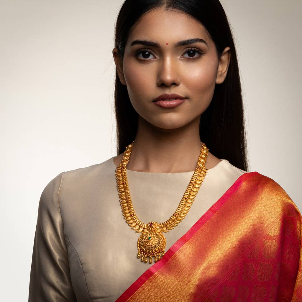 Ruby-Green Gold - Plated Bridesmaid Temple Necklace - 436434 : 436434
