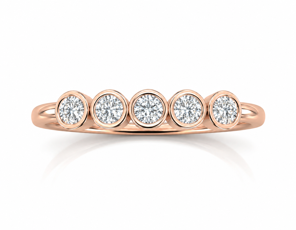 Bezel Set Contemporary Ring - In 925 Sterling Silver - White Finish : TGDR1195-R-6