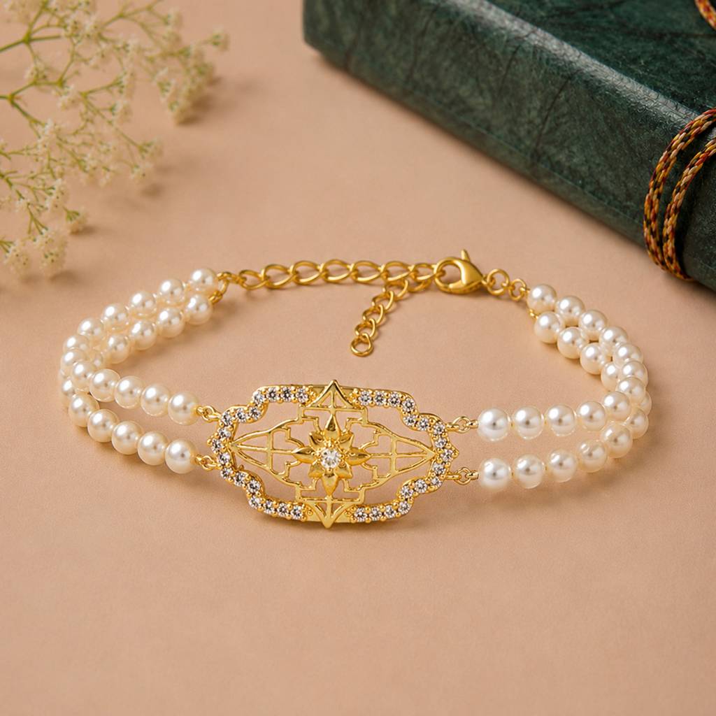 Noor Goldveil Double-Strand Pearl Bracelet : 8905124587760