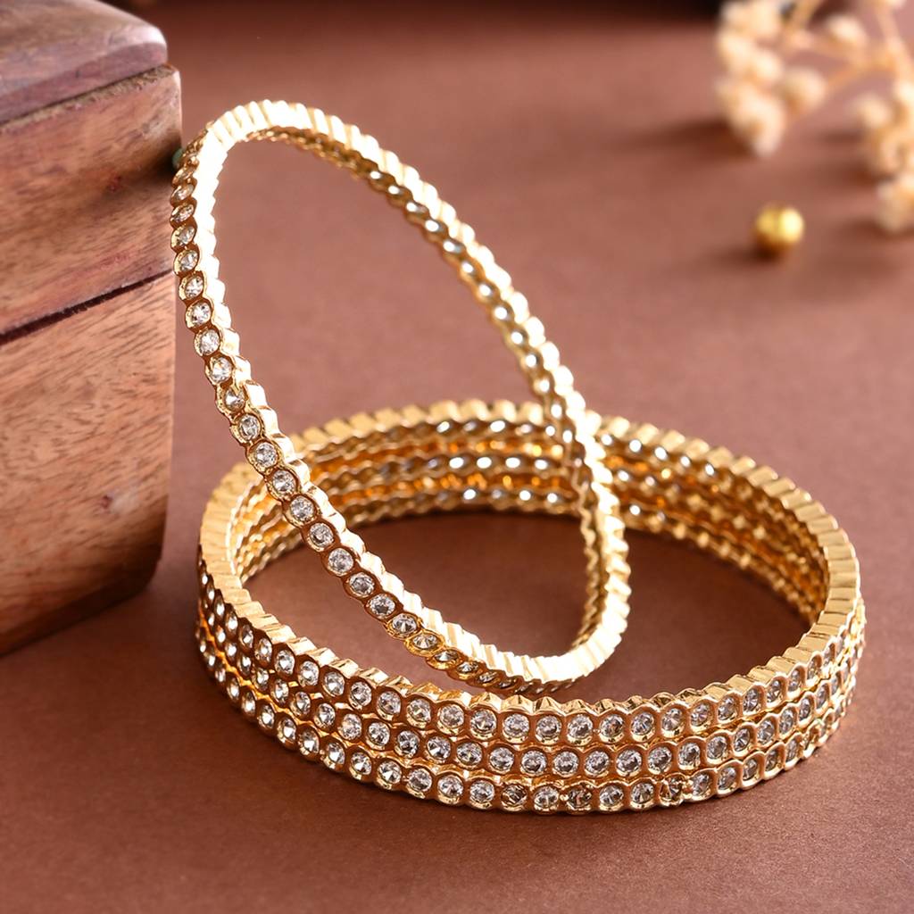 Sparkling Elegance Gold Plated Round Cut Cz Bracelets : 8905124523157