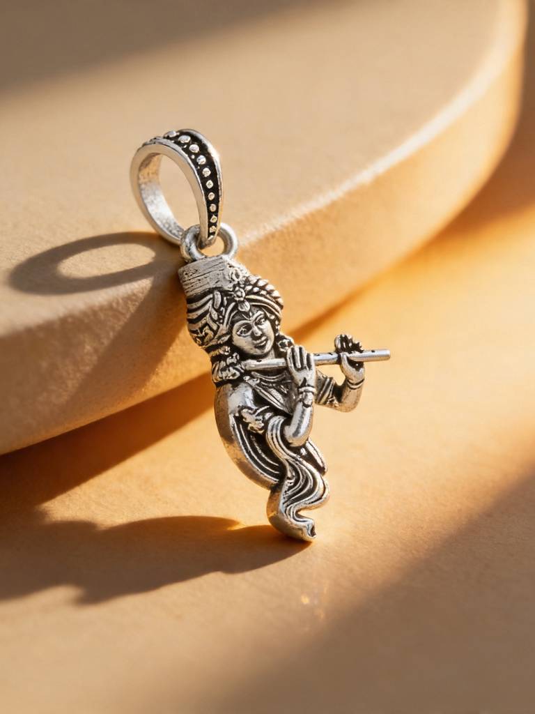 Touch925 Pure 925 Silver Divine Krishna Flute Pendant : BLGL111