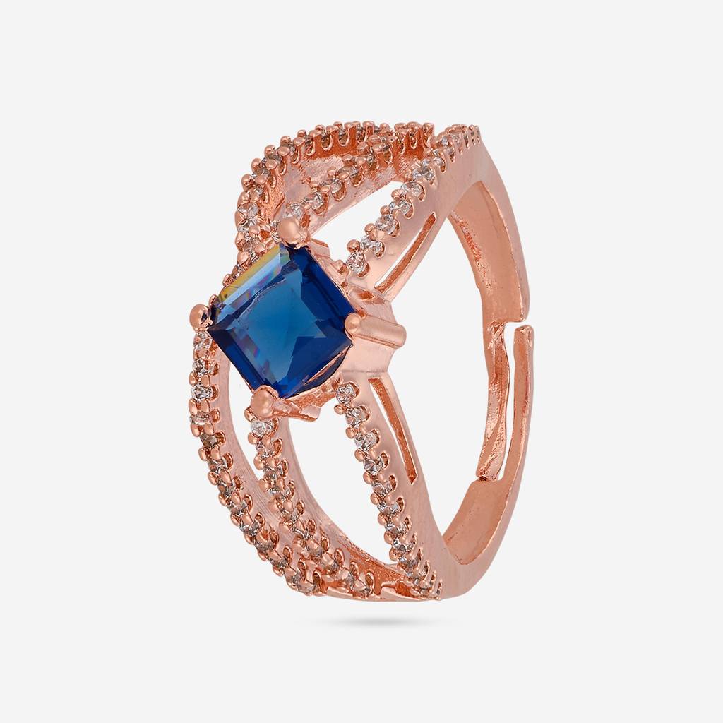 Rose Gold - Plated Party Wear Zircon Finger Ring - 463029 : 463030