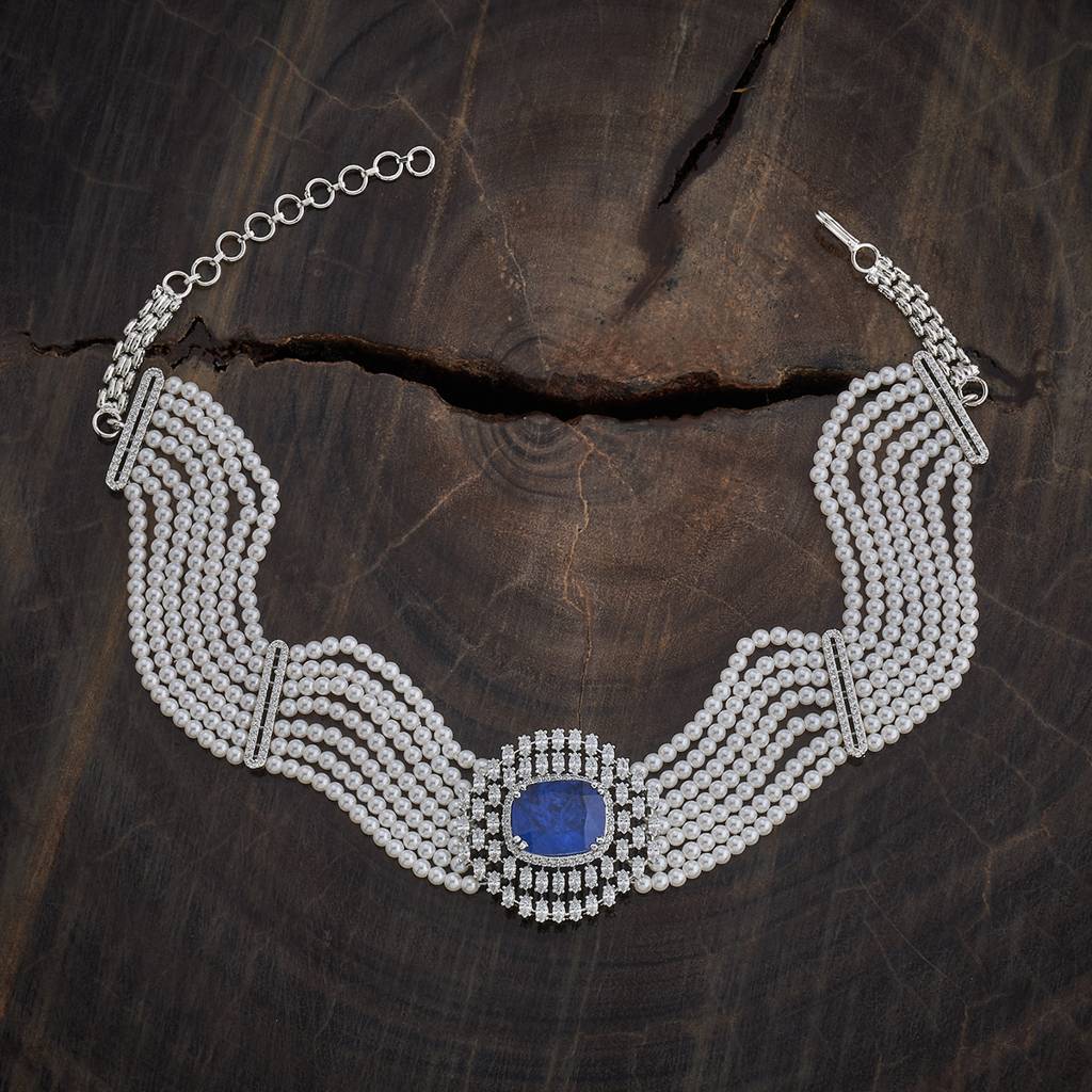Rhodium - Plated Bridesmaid Zircon Necklace - 431072 : 431075