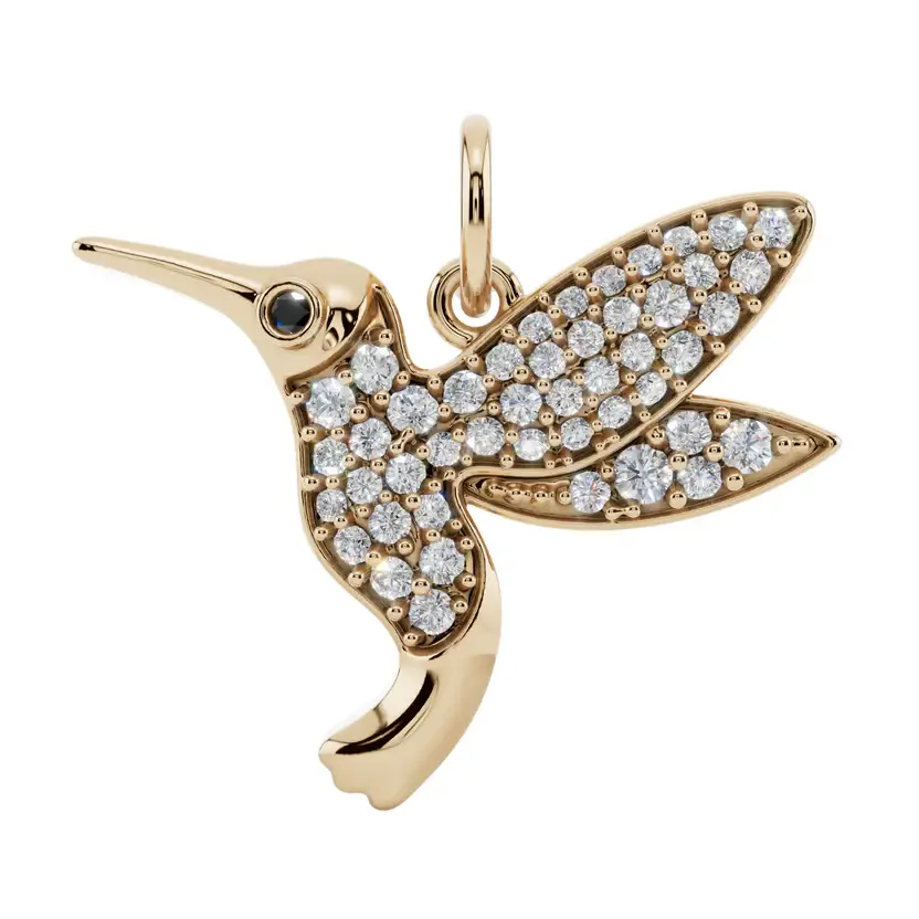The Hovering Nectar Semi Silver Pendant Necklace : HMNGBRD-SM-G