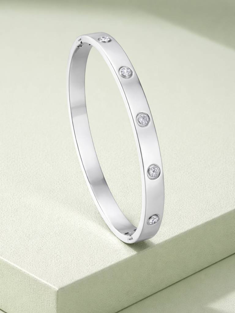 Crystal Orbit Bangle Stainless Steel Waterproof & Anti-Tarnish : B51SJSS0S