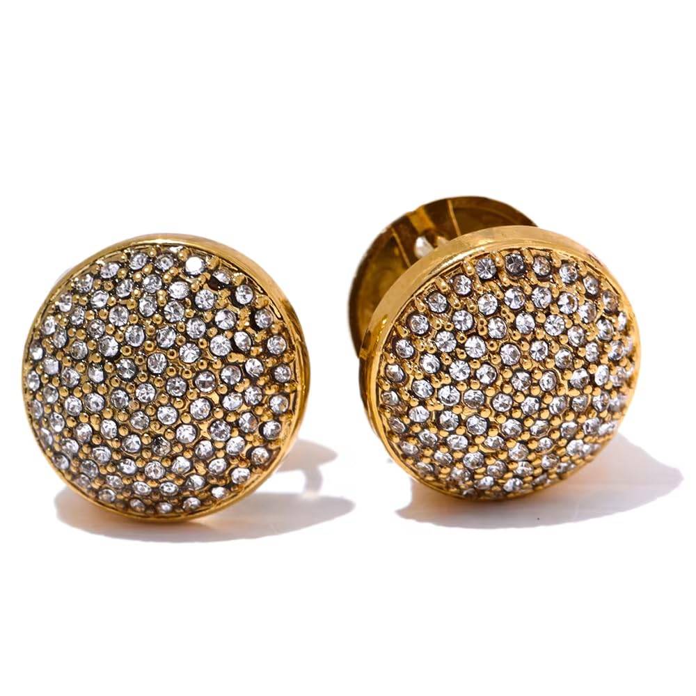 Noor Prism Pop Earrings - Gold-White | 18K Gold Plated | Waterproof, Hypoallergenic & Anti-Tarnish : DSVDJY05250166