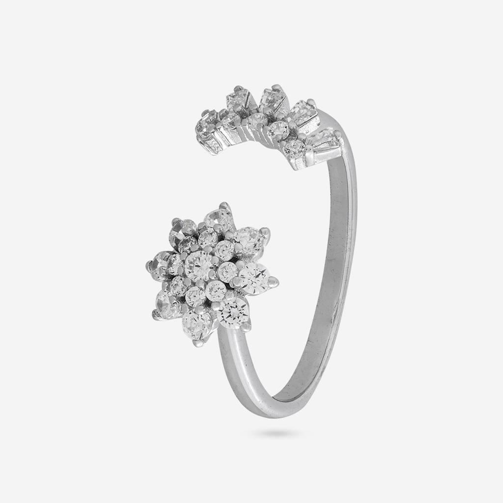 White Rodium Plated - Office Wear Silver Finger Ring - 465893 : 465893