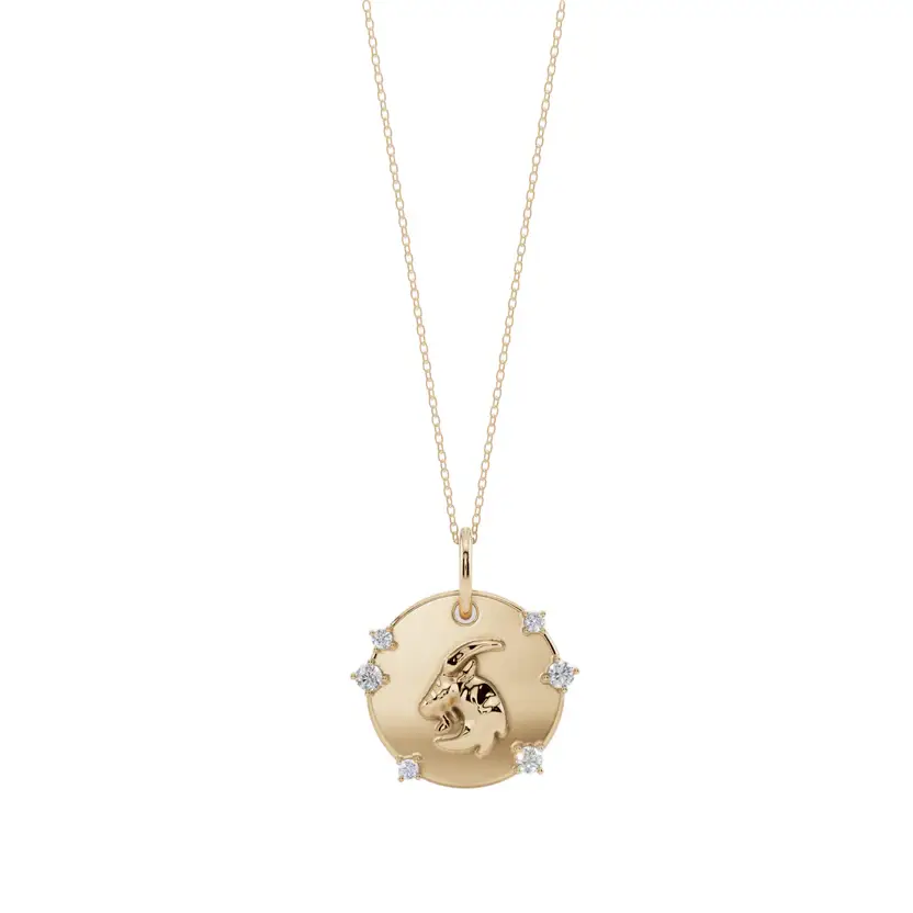 Imperial Summit | Capricorn Charm Semi Silver Pendant Necklace : VZD01-CPRN-SM-C