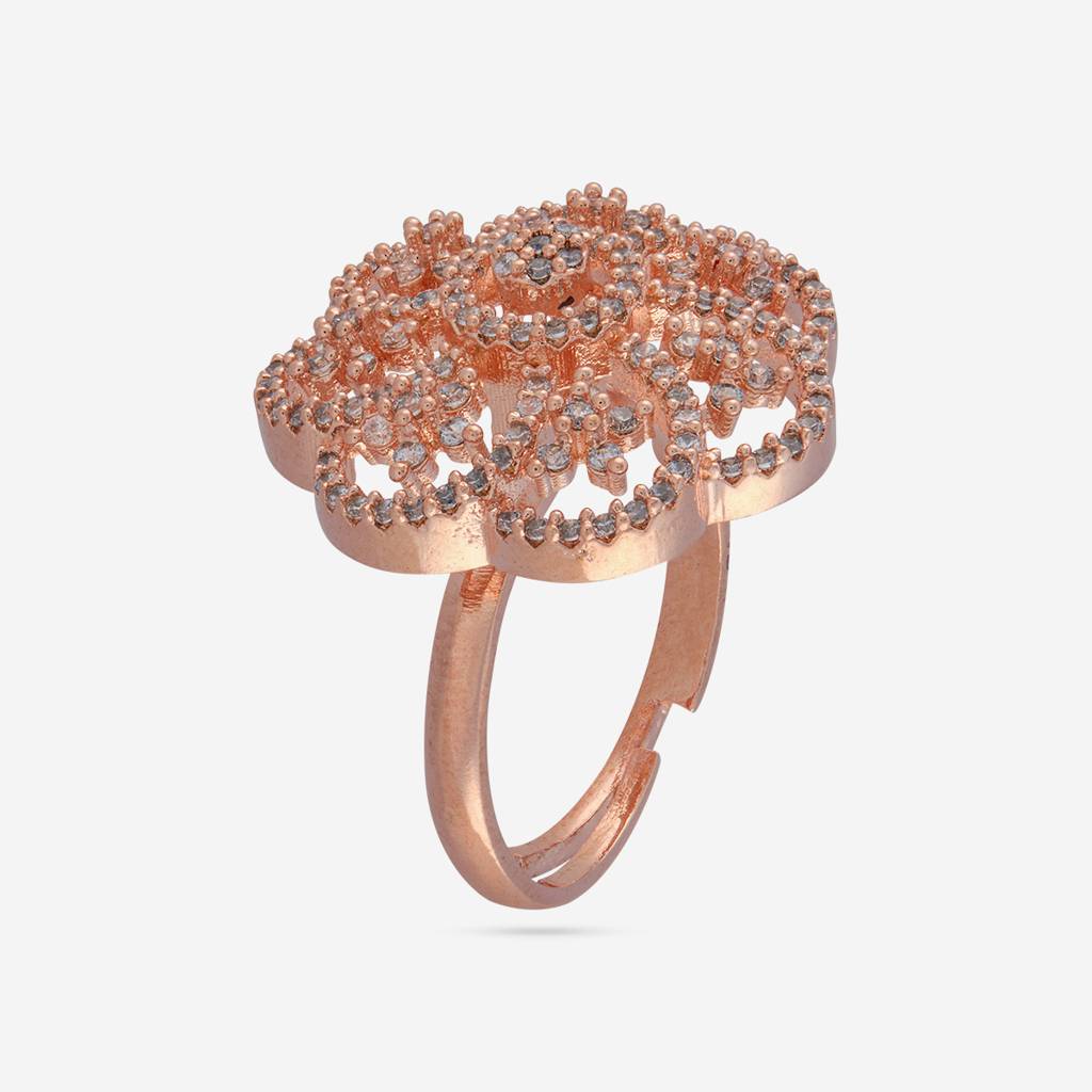 White Gold - Plated Party Wear Zircon Finger Ring - 462366 : 461953