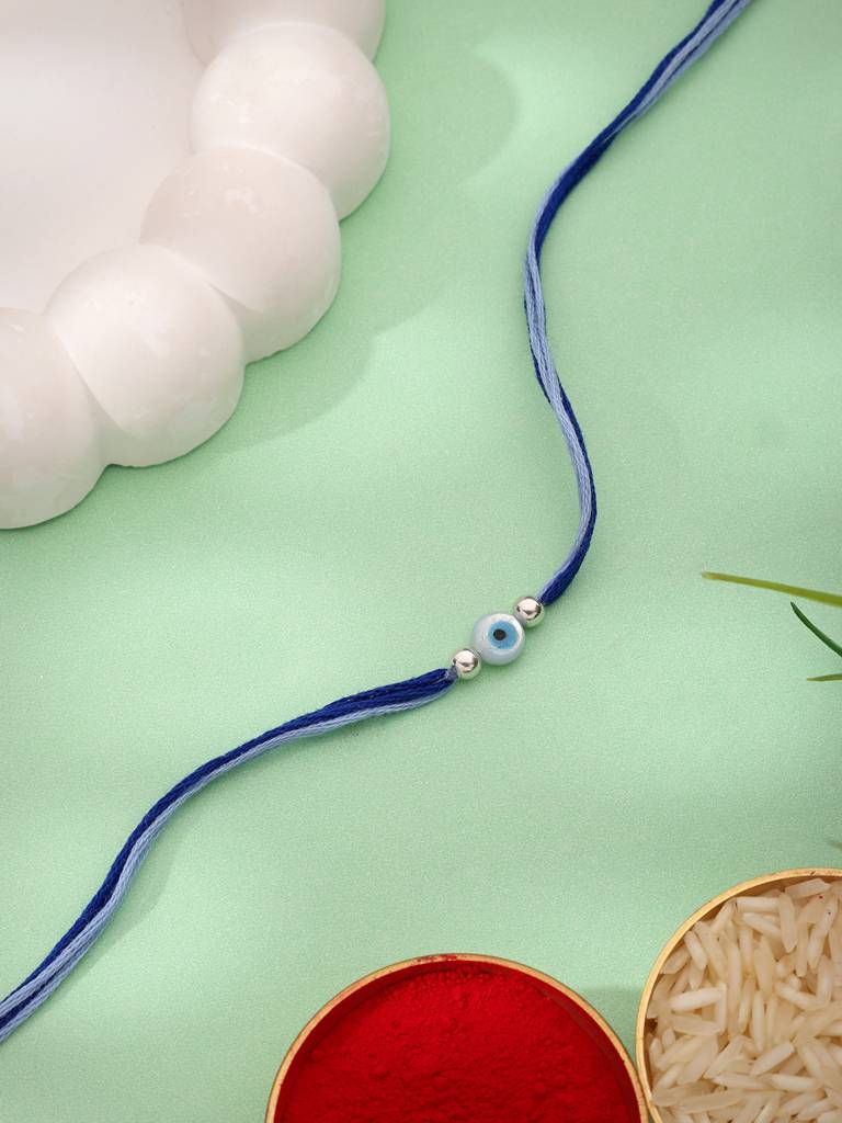 Eternz Certified Jewellery - Kicky & Perky925 Sterling Silver Evil Eye Round Thread Rakhi (One Size)