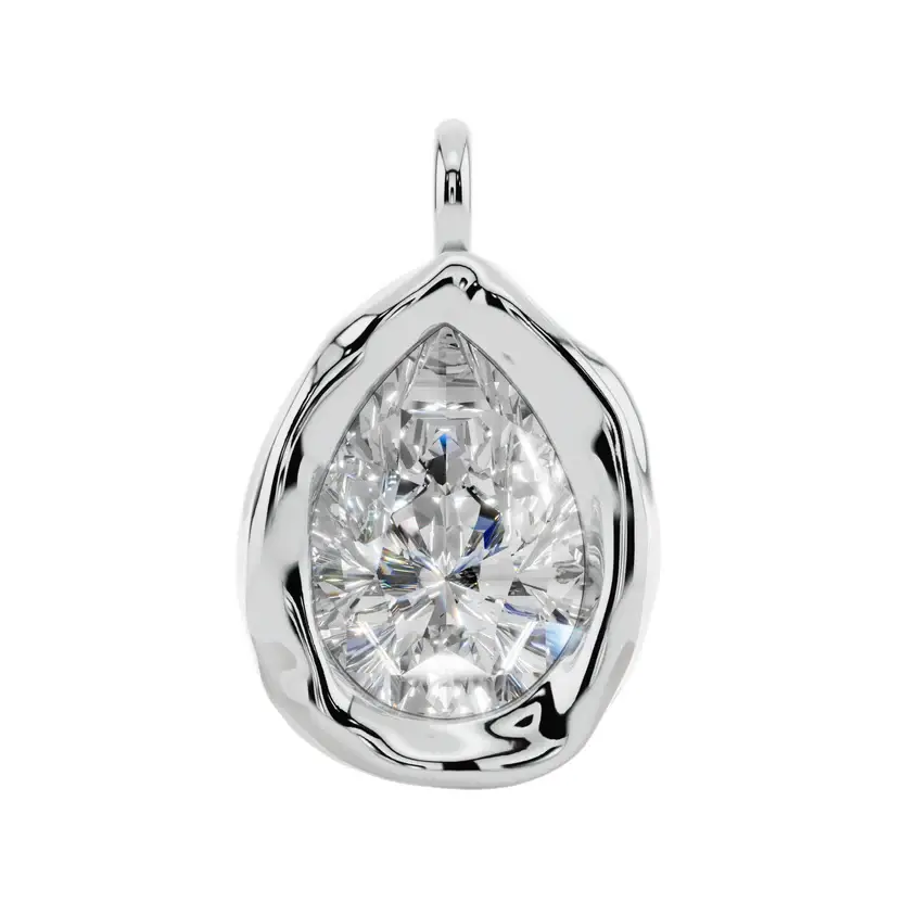 Prism Drop Semi Silver Pendant Necklace : VFL11-S-SM