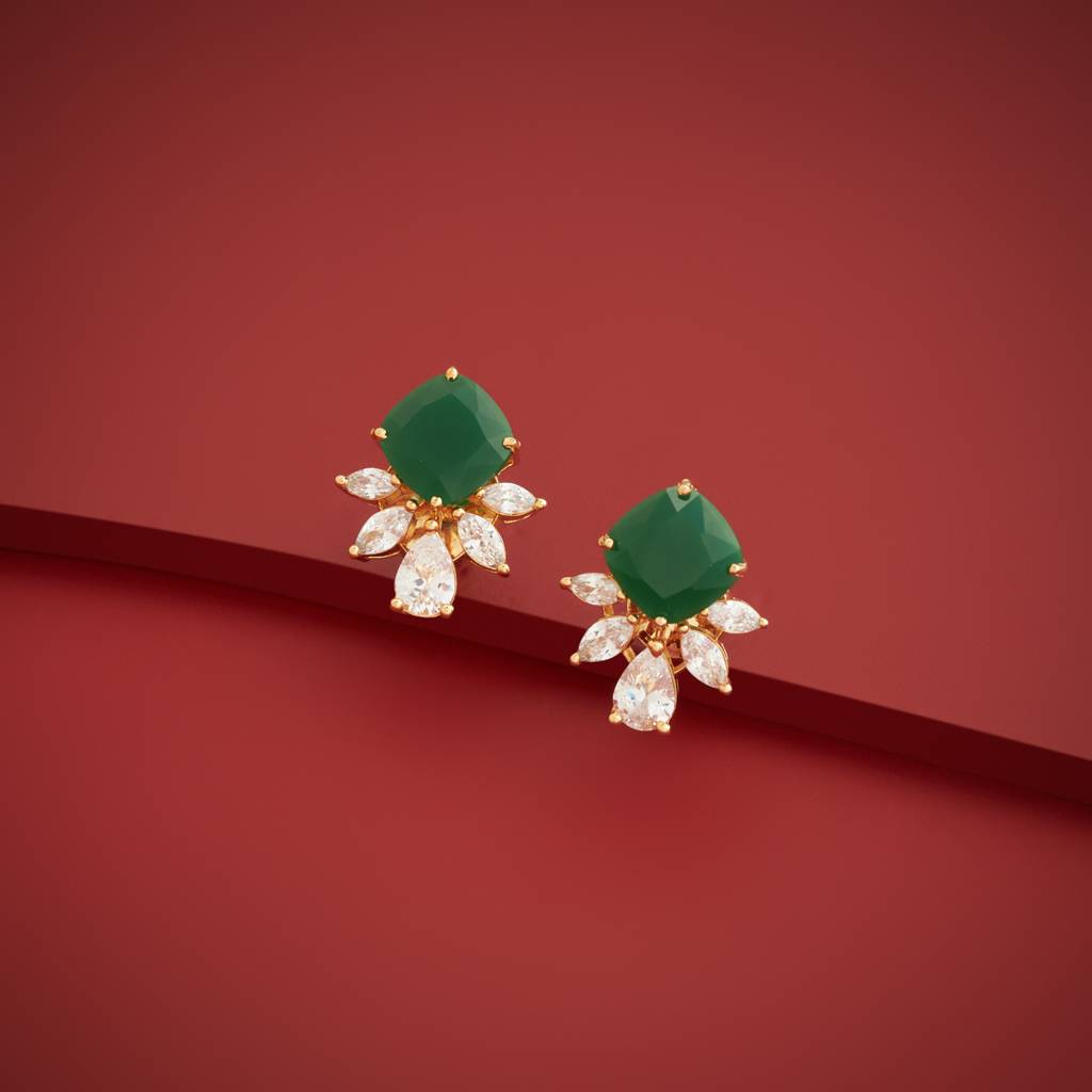 Gold - Plated Party Wear Zircon Earring - 469224 : 469225