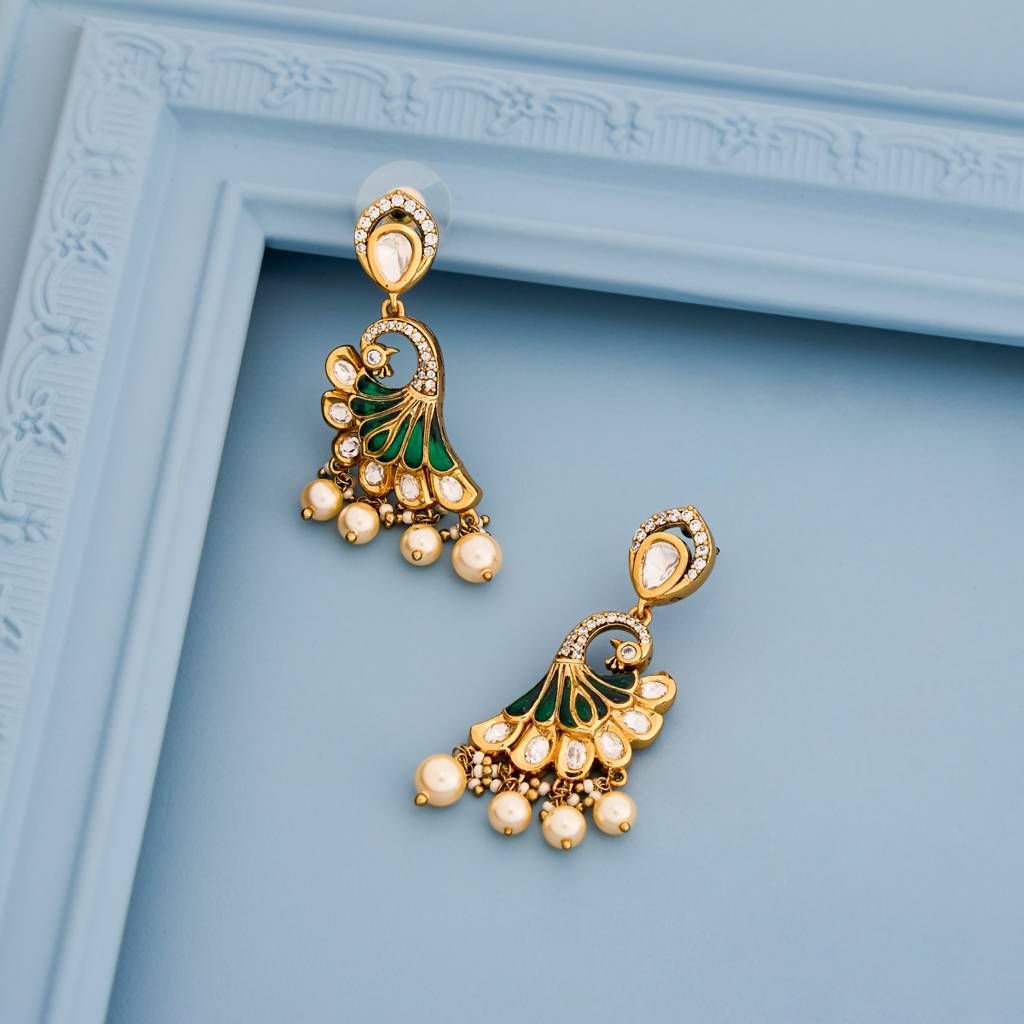 Victorian - Plated Bridesmaid Kundan Earring - 467969 : 467970