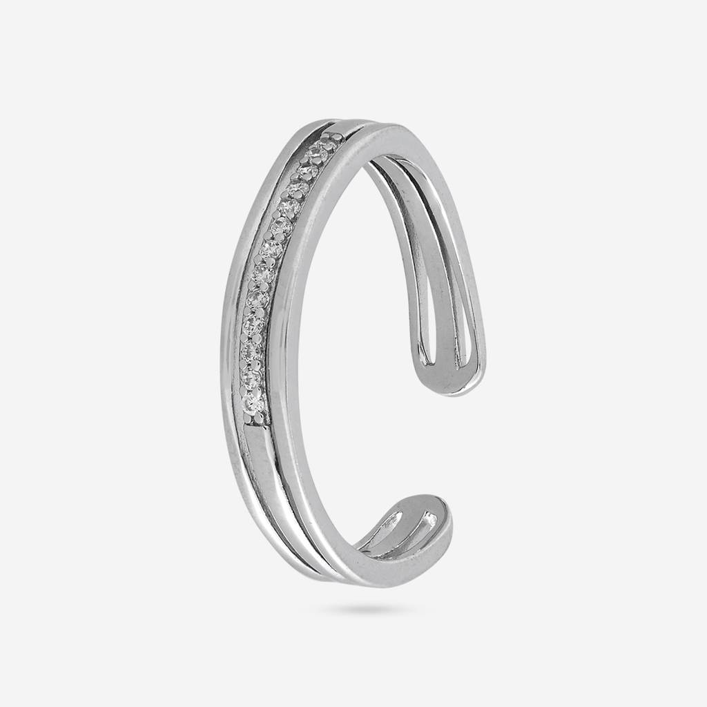 White Rodium Plated - Office Wear Silver Finger Ring - 466009 : 466009