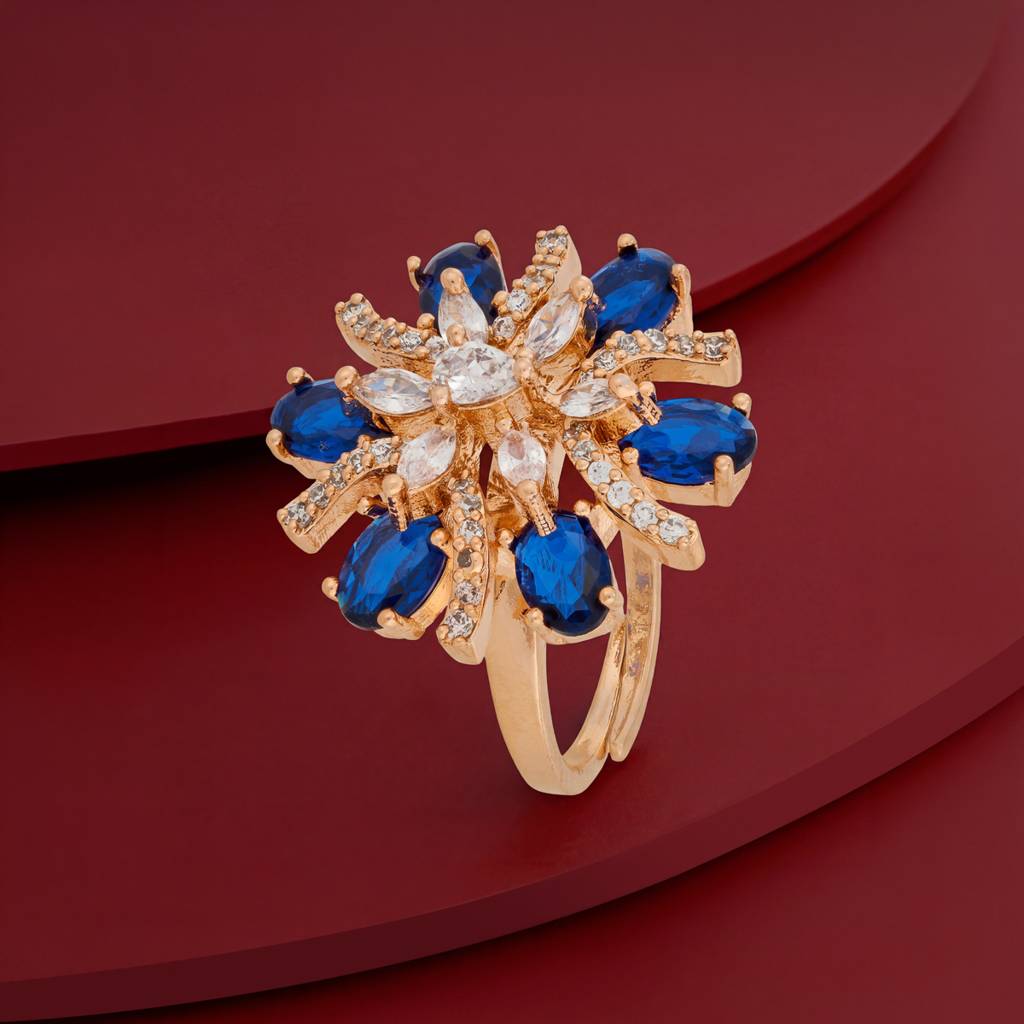 Plated Party Wear Zircon Finger Ring - 469721 : 469723