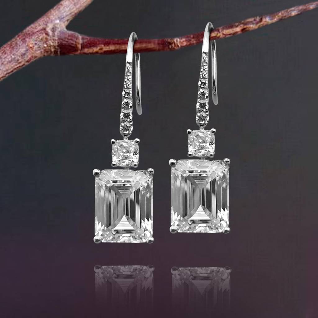 Eternz Certified Jewellery - Peora American Diamond Studded Silver Plated Drop Earrings Fashion Stylish Jewellry Gift For Girls & Women (Px8E83)