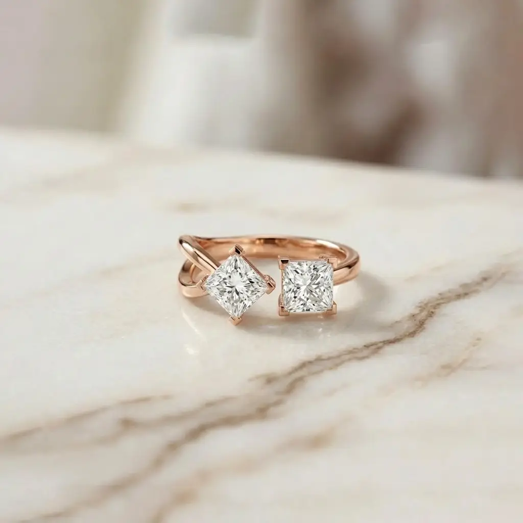 1Ct Moissanite Dual Princess Twist Ring : ZLM10015R-10N