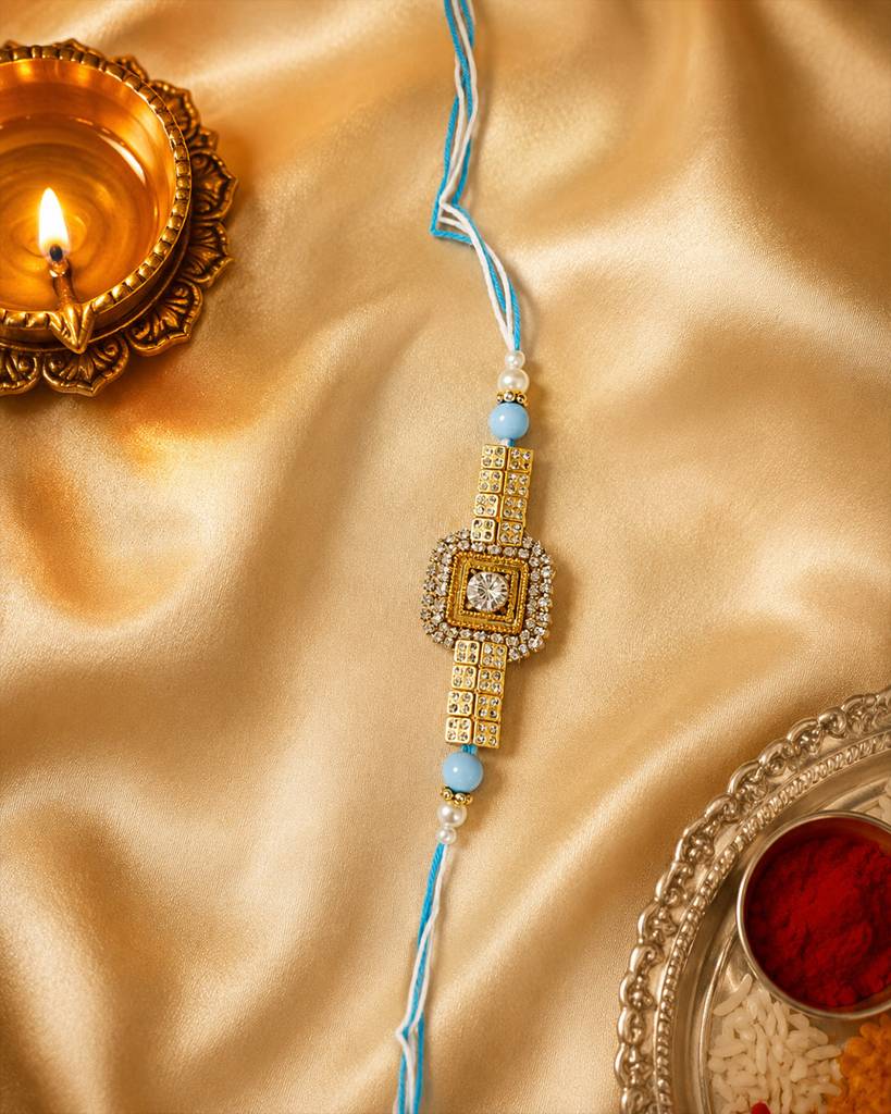 Eternz Certified Jewellery - ABEO INDIARoyal Crystal Square Rakhi (Free Size)