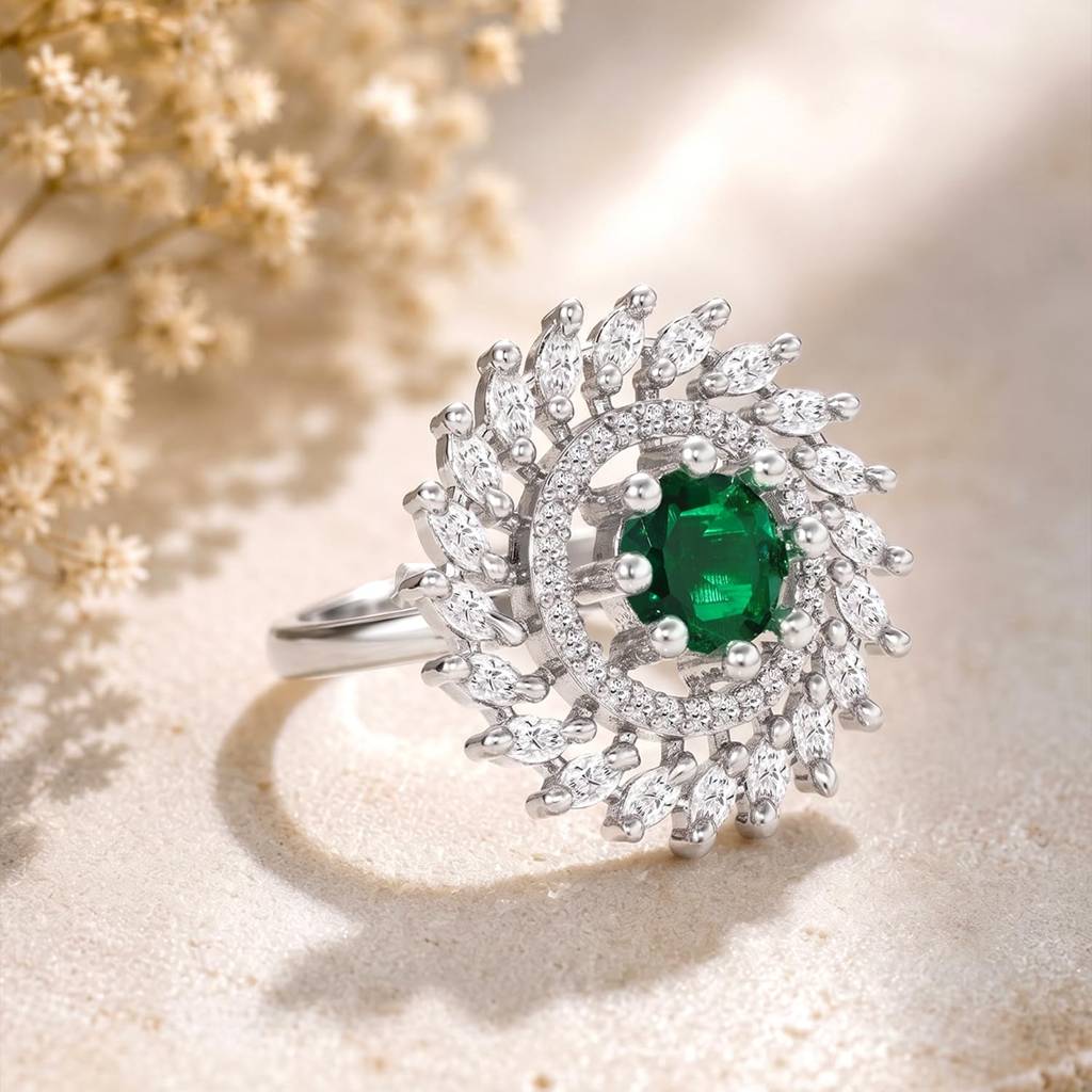Ethnic Rani Gold Plated Adjustable Fancy Finger Ring For Women : PF04R14SGRN