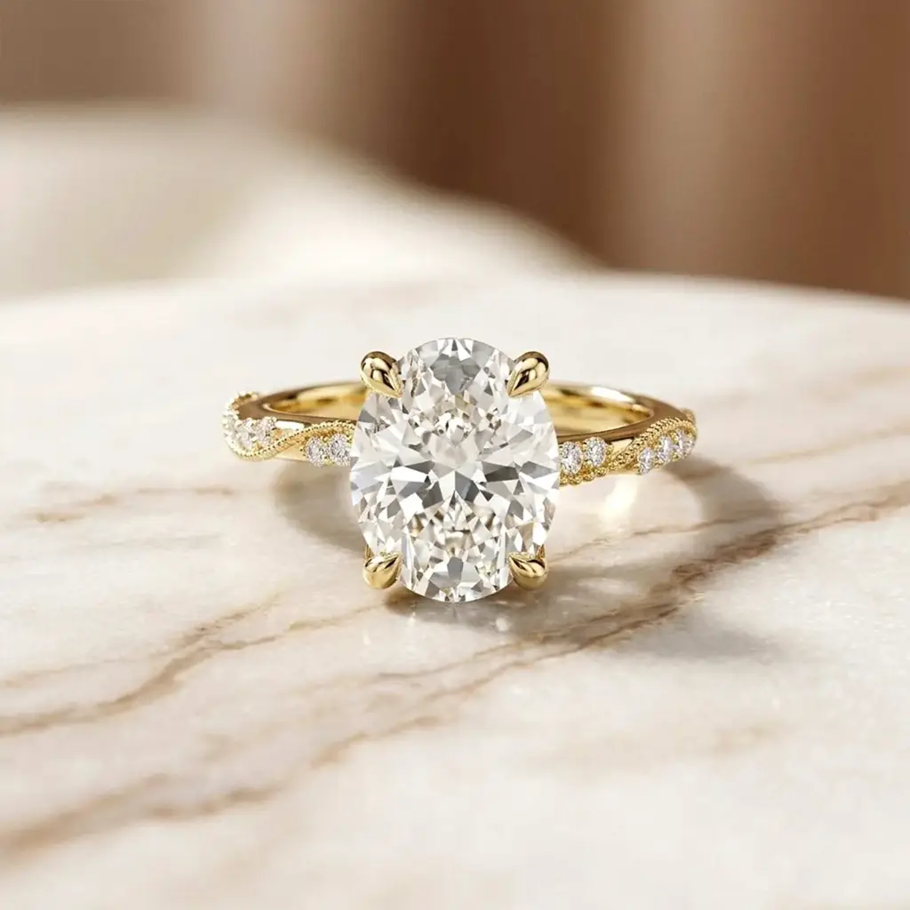 2.75Ct Moissanite Oval Solitaire Pavã© Ring : ZLM10026Y-10N