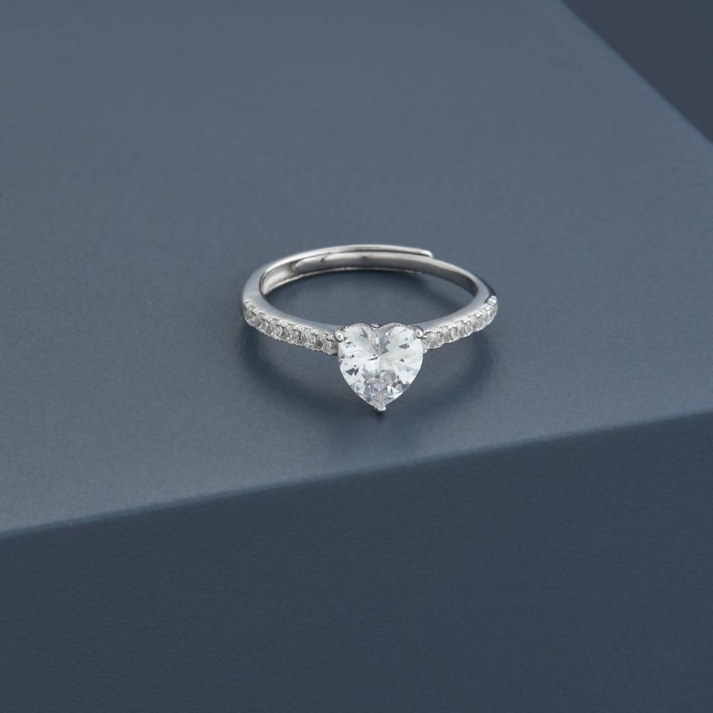 White - Plated Office Wear Silver Finger Ring - 473309 : 473310