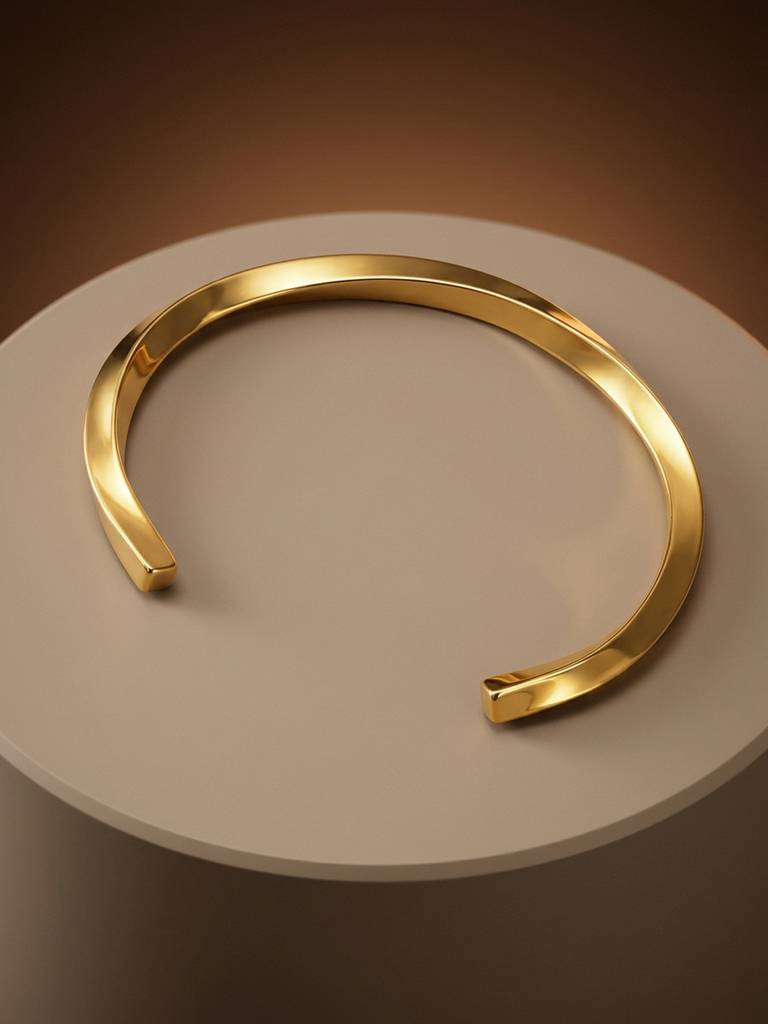 18K Gold Plated Stainless Steel Waterproof & Anti-Tarnish Sculpt Line Cuff : B70SJSS0G