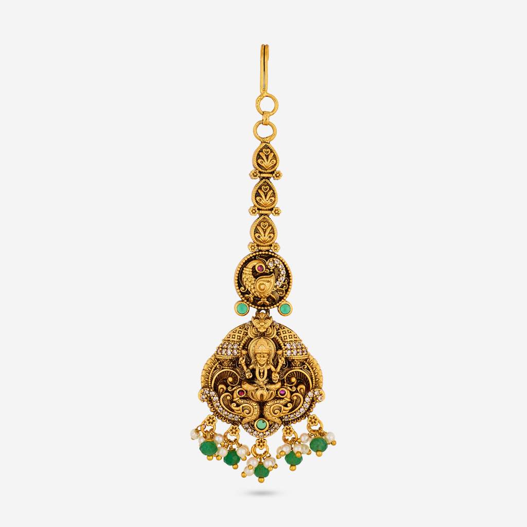Kushal'S Fashion Jewellery Ruby Gold Plated -Bridesmaid Antique Tikka - 463972 : 463972