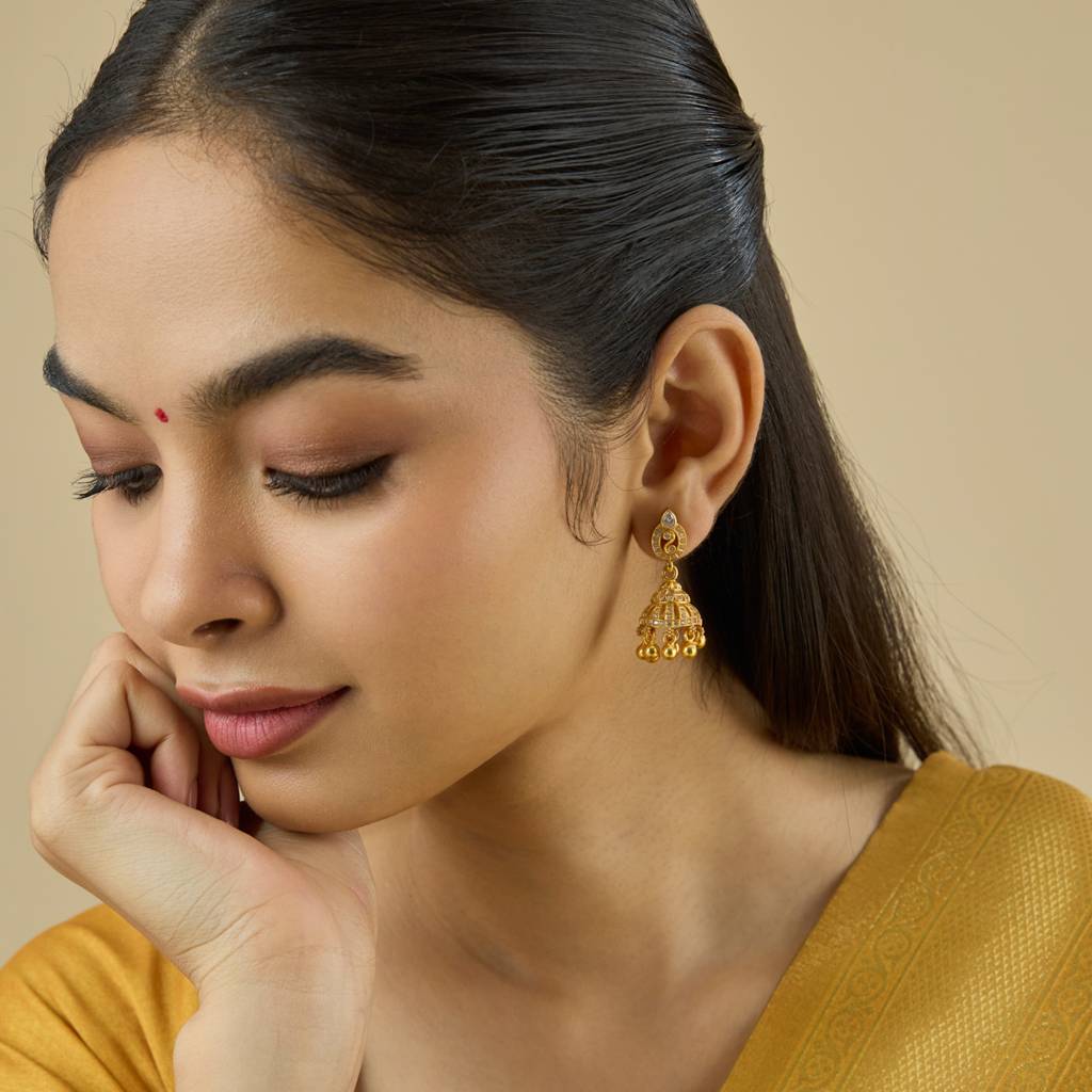 White Gold - Plated Festive Temple Earring - 434368 : 434368