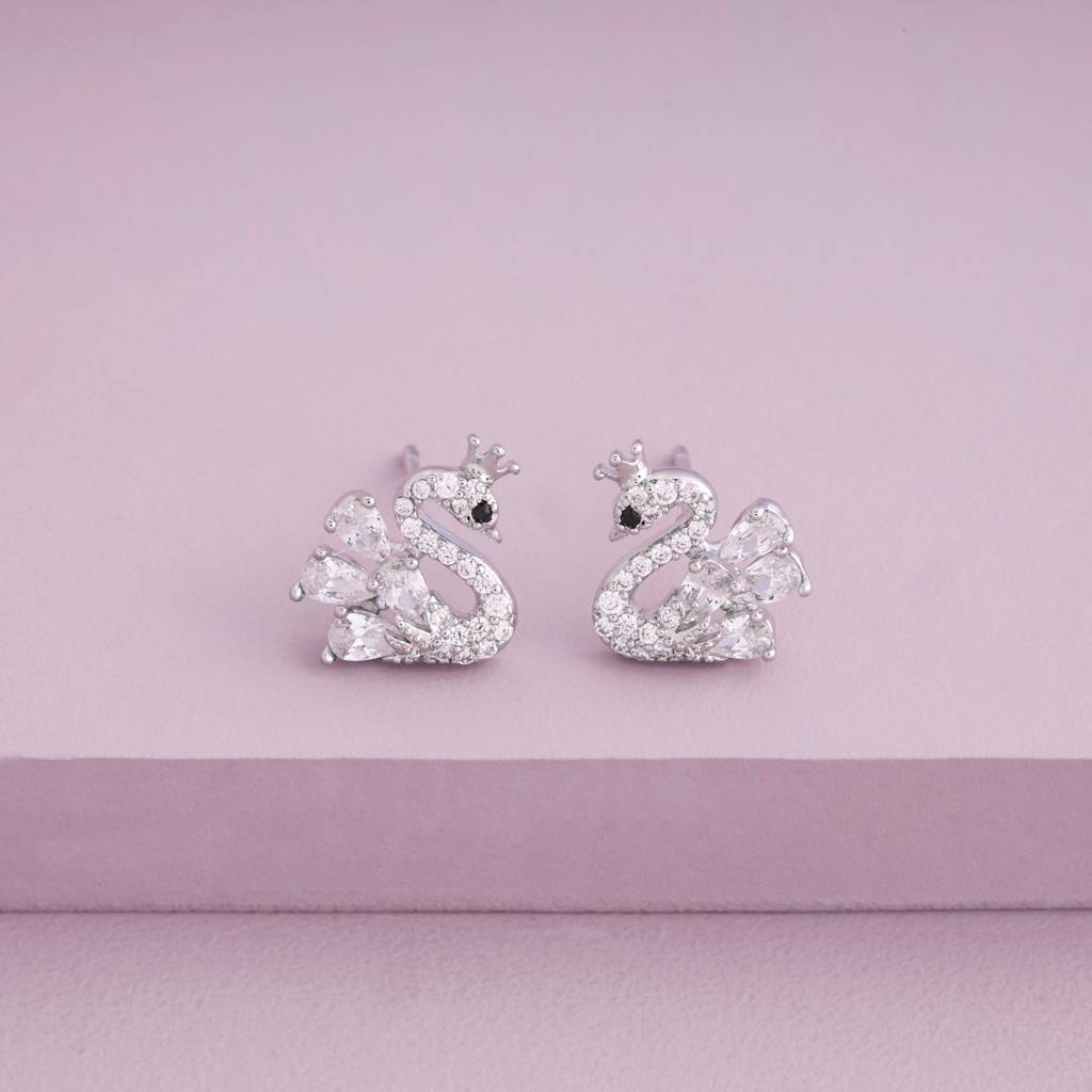 White - Plated Casual Wear Trendy Zircon Earring - 466991 : 466992