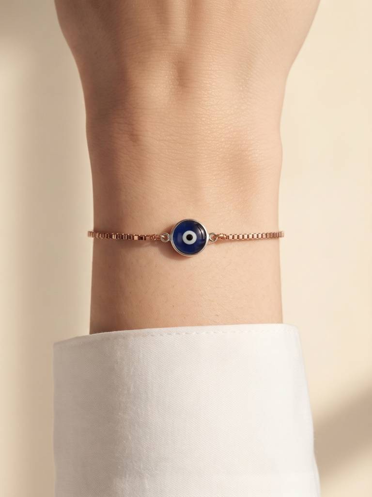 925 Silver Midnight Halo Evil Eye Bracelet For Women : BR-85