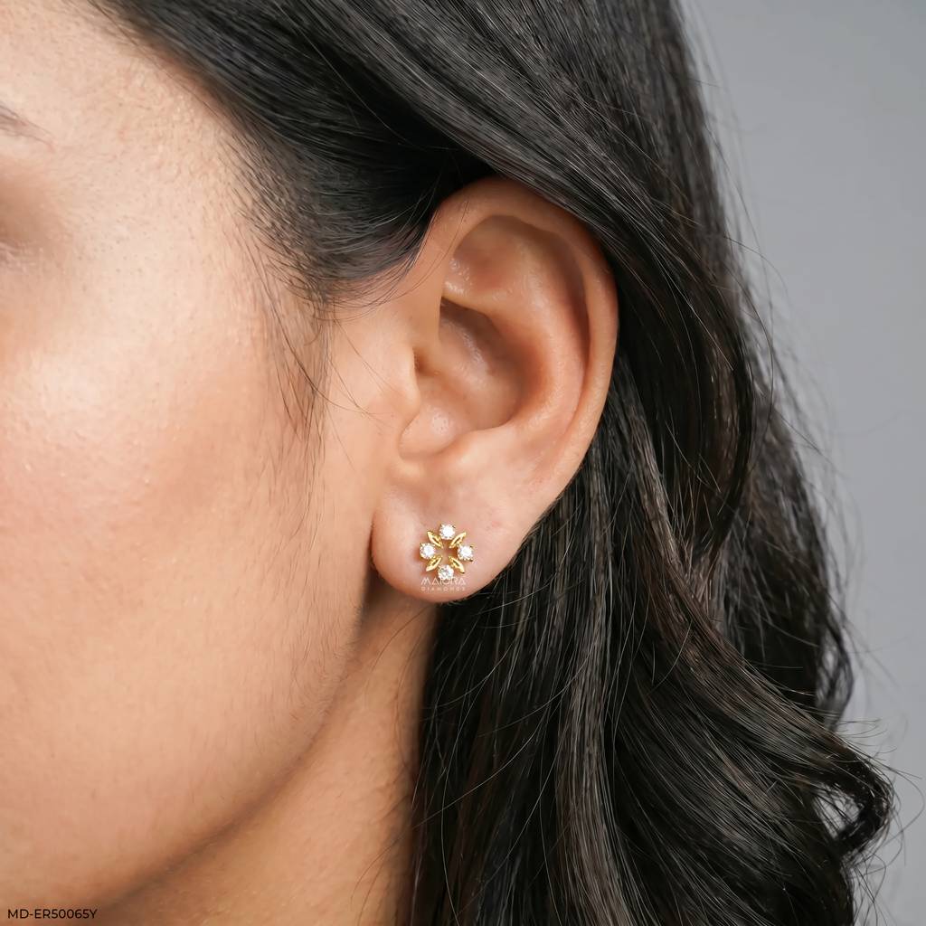 Stellar Open Heart 18K Yellow Gold-Plated 925 Silver Lab Diamond Studs : MD-ER50065Y