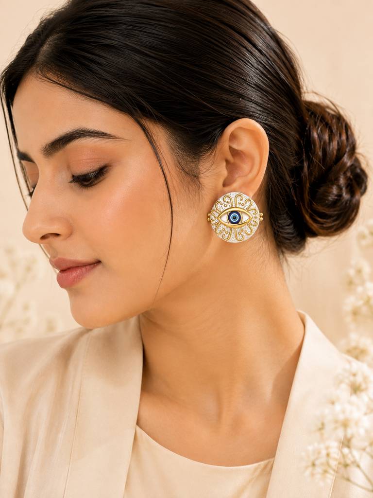 Evil Eye Protection Earrings : AN-LJ-SI-0067-DE