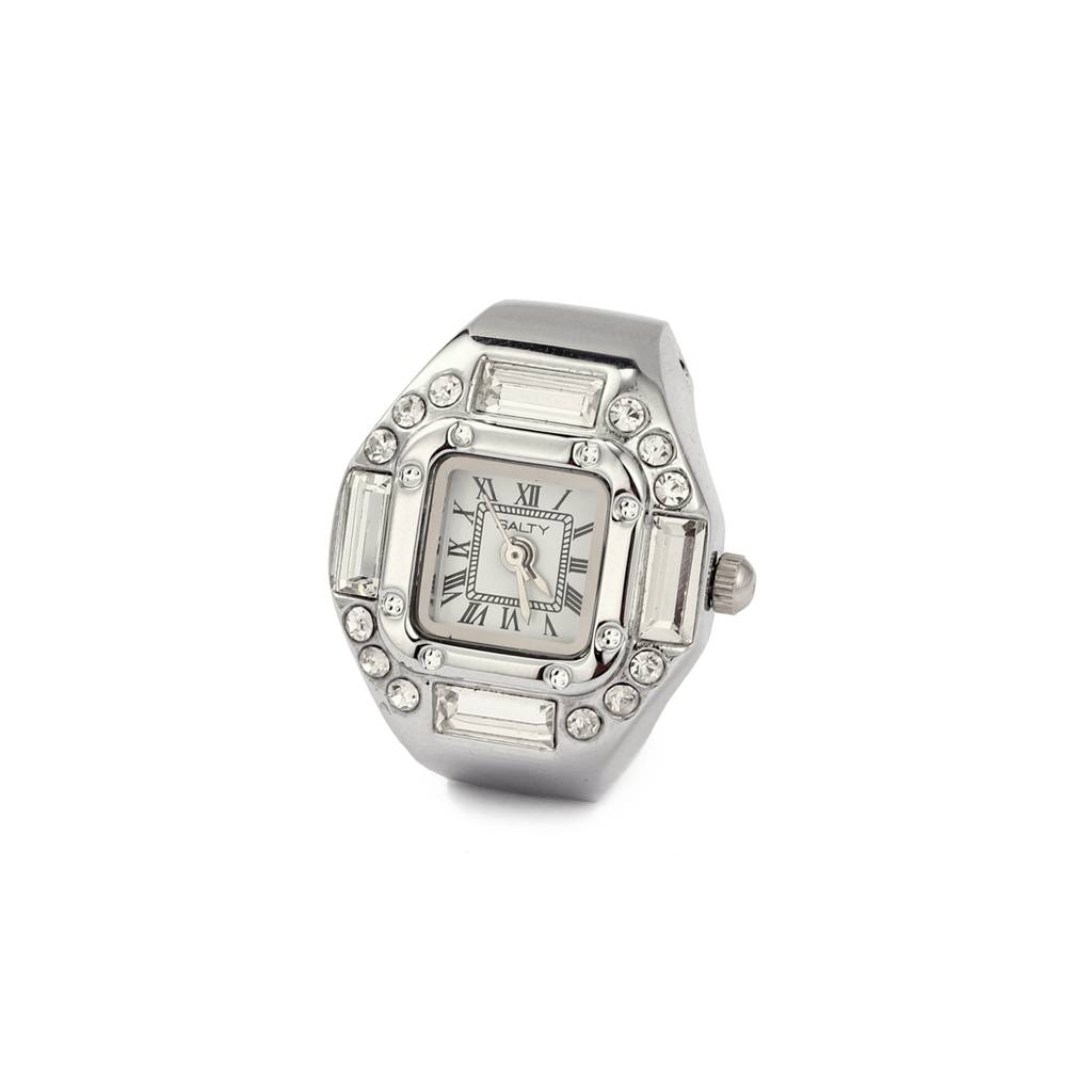 Crystal Time Watch Ring - White For Women & Girls : WTR-S-0047-S-WH
