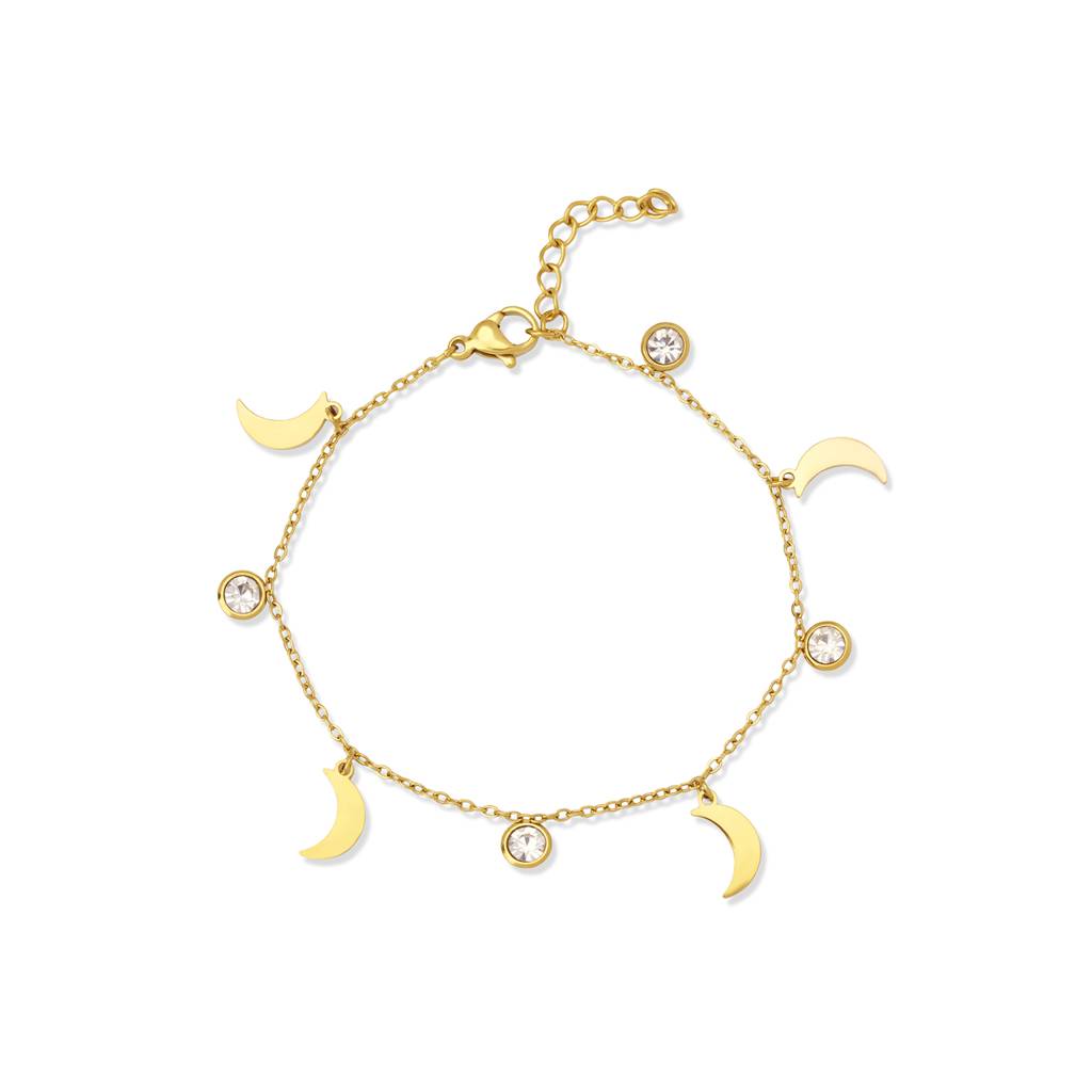 Sleek Moon Glow Charm Bracelet For Women - Waterproof & Anti-Tarnish : BR0755