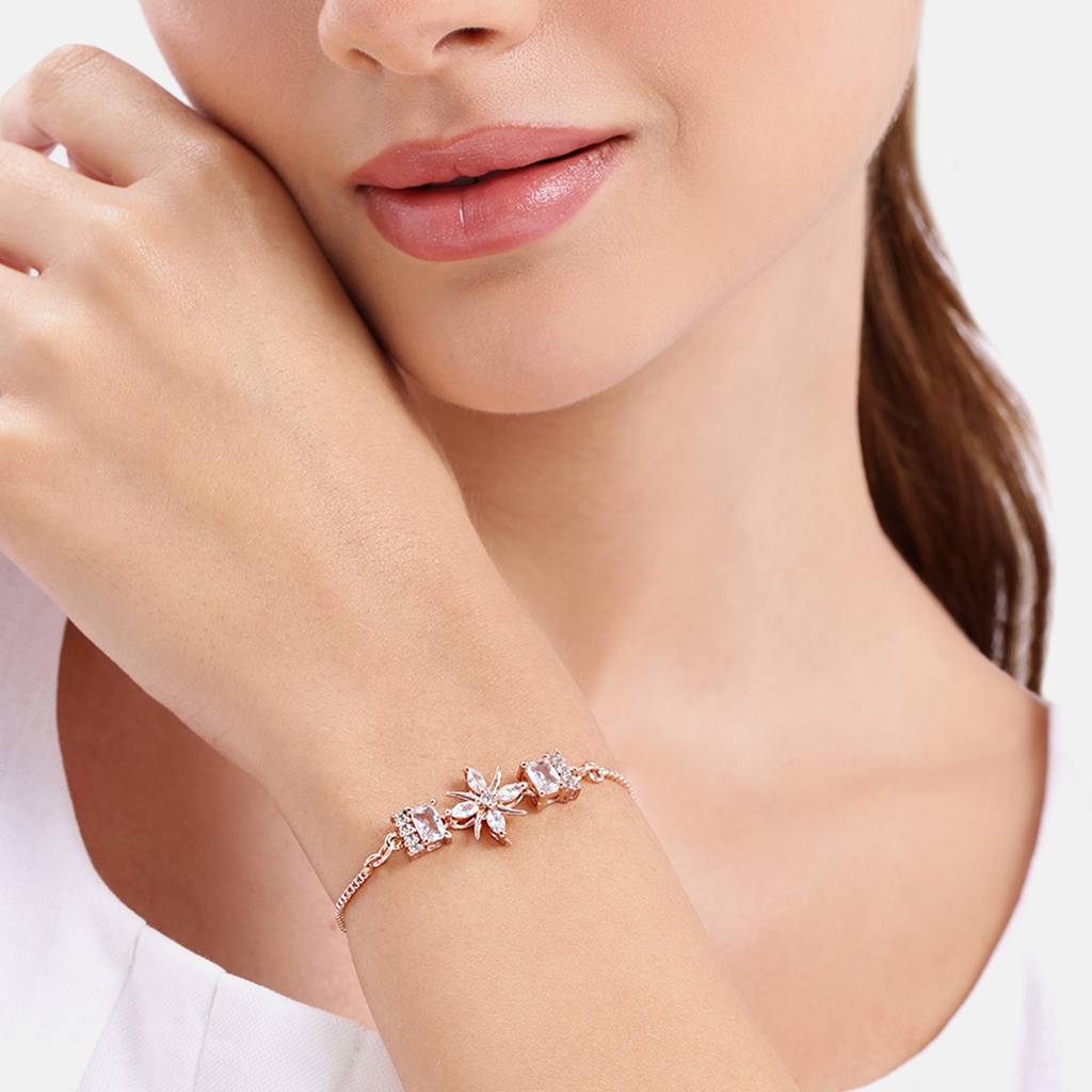 Cz Star Bracelet | Adjustable Chain | Minimal Luxe Style : AD-207-RGWE-BR