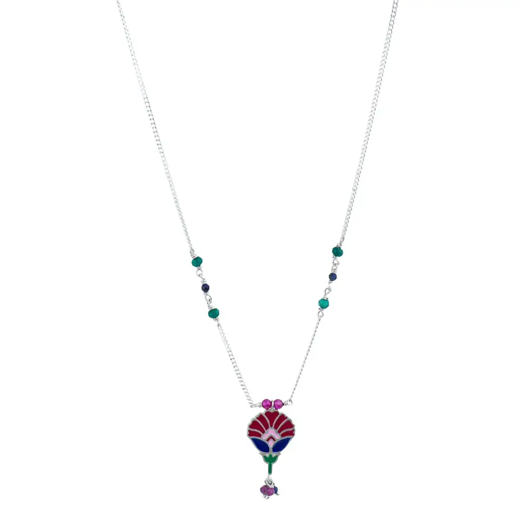 Enamel Flower Necklace With Latkan : 76044951
