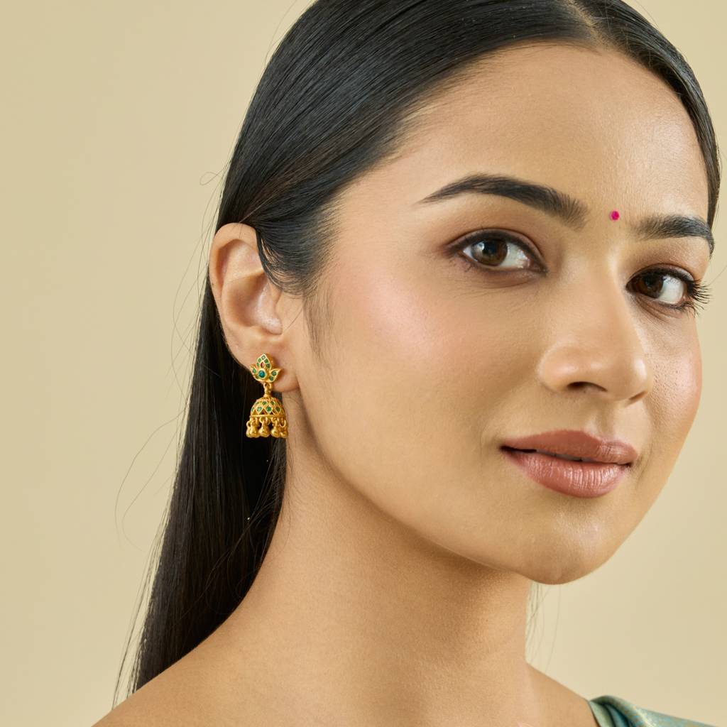Green Gold - Plated Festive Temple Earring - 437903 : 437903